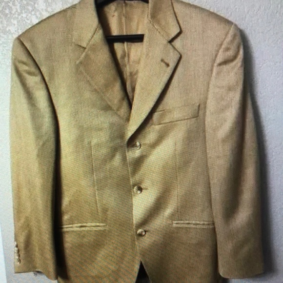 Burberry Men’s Tan Check Wool and a Silk Suit Jacket Blazer - Picture 1 of 5